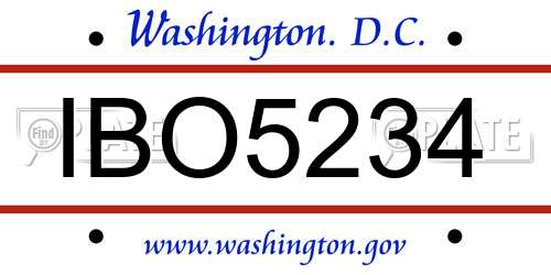 IBO5234 District Of Columbia License Plate