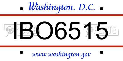 IBO6515 District Of Columbia License Plate