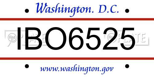 IBO6525 District Of Columbia License Plate