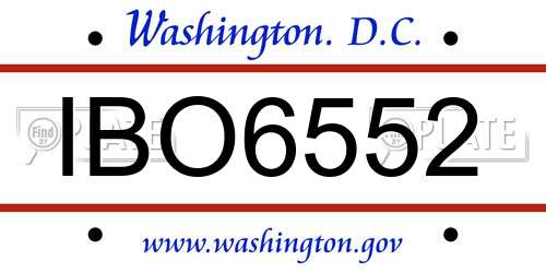 IBO6552 District Of Columbia License Plate