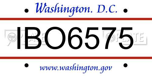 IBO6575 District Of Columbia License Plate