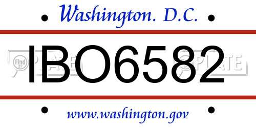 IBO6582 District Of Columbia License Plate