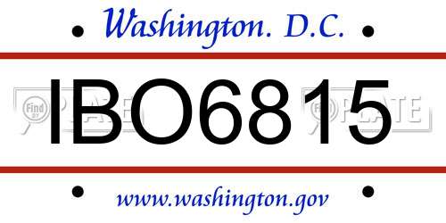 IBO6815 District Of Columbia License Plate