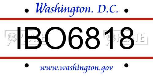 IBO6818 District Of Columbia License Plate