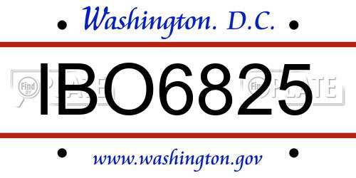 IBO6825 District Of Columbia License Plate