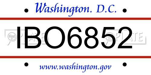 IBO6852 District Of Columbia License Plate
