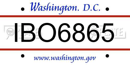 IBO6865 District Of Columbia License Plate