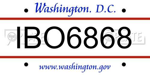 IBO6868 District Of Columbia License Plate
