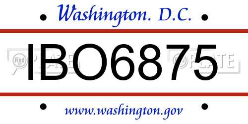 IBO6875 District Of Columbia License Plate