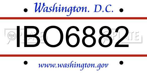 IBO6882 District Of Columbia License Plate