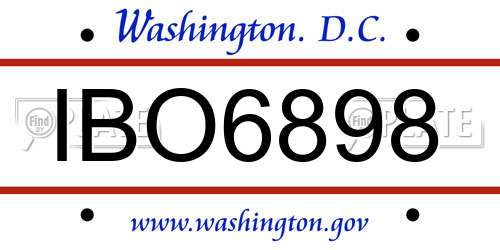 IBO6898 District Of Columbia License Plate
