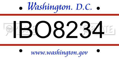 IBO8234 District Of Columbia License Plate