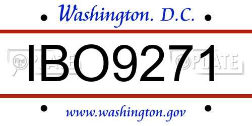 IBO9271 District Of Columbia License Plate
