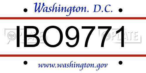 IBO9771 District Of Columbia License Plate