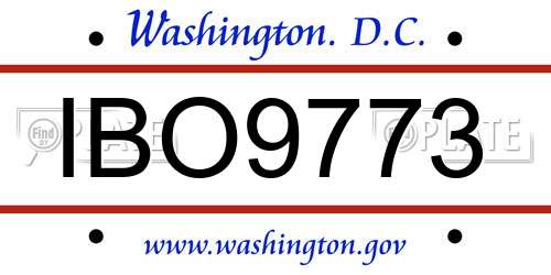 IBO9773 District Of Columbia License Plate