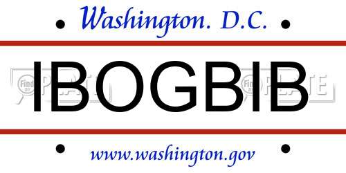 IBOGBIB District Of Columbia License Plate