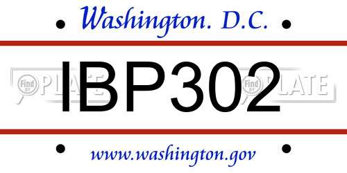 IBP302 District Of Columbia License Plate