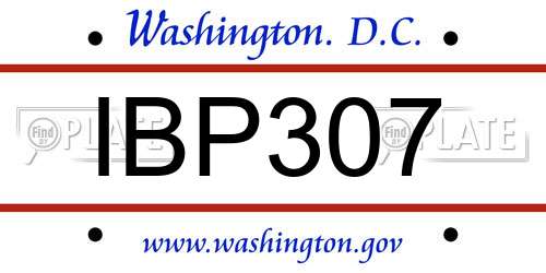 IBP307 District Of Columbia License Plate