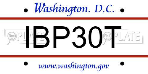 IBP30T District Of Columbia License Plate