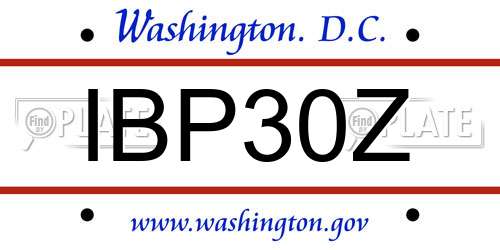 IBP30Z District Of Columbia License Plate