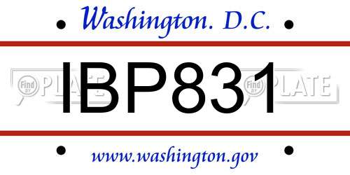 IBP831 District Of Columbia License Plate