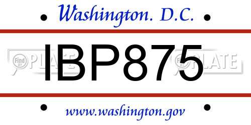 IBP875 District Of Columbia License Plate