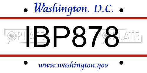 IBP878 District Of Columbia License Plate