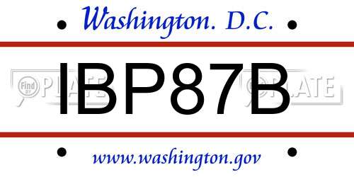 IBP87B District Of Columbia License Plate