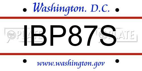 IBP87S District Of Columbia License Plate