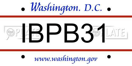 IBPB31 District Of Columbia License Plate