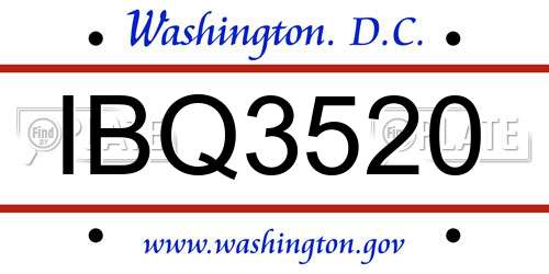 IBQ3520 District Of Columbia License Plate