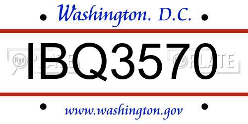 IBQ3570 District Of Columbia License Plate