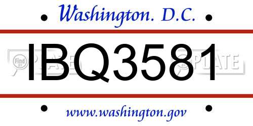 IBQ3581 District Of Columbia License Plate