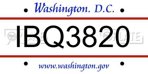 IBQ3820 District Of Columbia License Plate