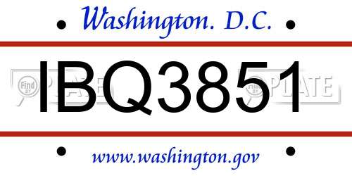 IBQ3851 District Of Columbia License Plate