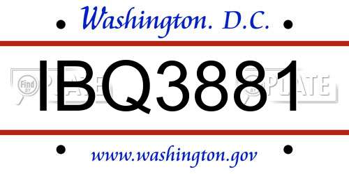 IBQ3881 District Of Columbia License Plate