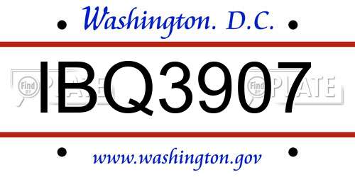 IBQ3907 District Of Columbia License Plate