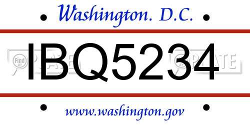 IBQ5234 District Of Columbia License Plate