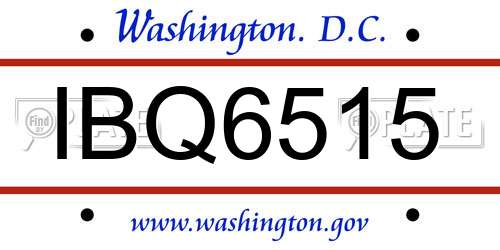 IBQ6515 District Of Columbia License Plate