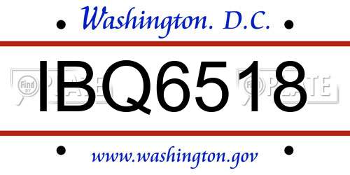 IBQ6518 District Of Columbia License Plate