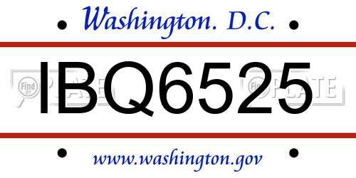 IBQ6525 District Of Columbia License Plate