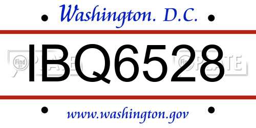IBQ6528 District Of Columbia License Plate