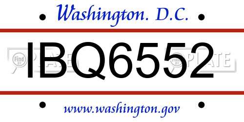 IBQ6552 District Of Columbia License Plate