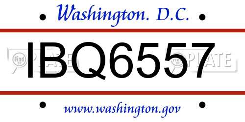 IBQ6557 District Of Columbia License Plate