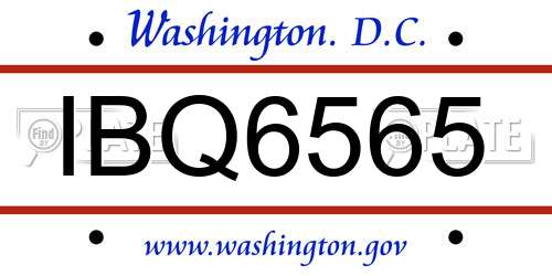 IBQ6565 District Of Columbia License Plate