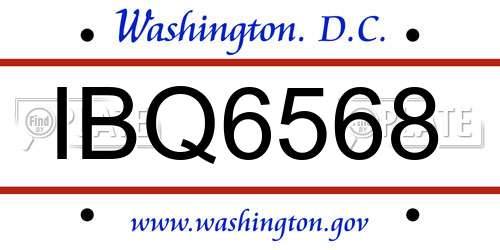 IBQ6568 District Of Columbia License Plate