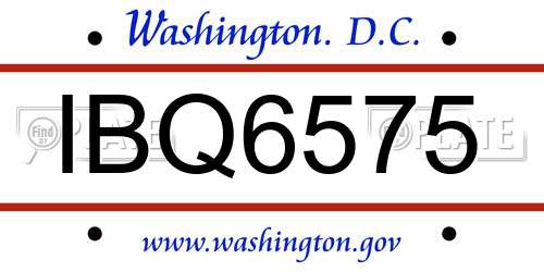 IBQ6575 District Of Columbia License Plate
