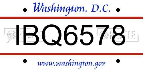 IBQ6578 District Of Columbia License Plate