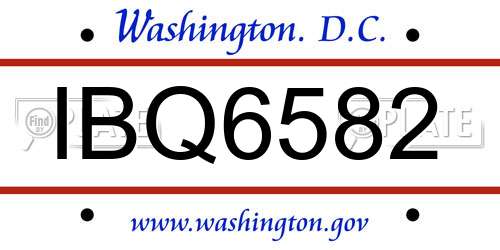 IBQ6582 District Of Columbia License Plate