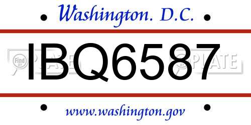 IBQ6587 District Of Columbia License Plate